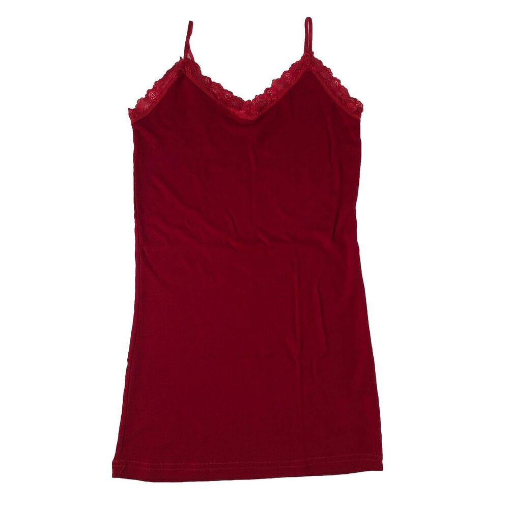 Crown Range Women’s 100% Merino Wool Lace Trim Cami Camisole Red  Size 18